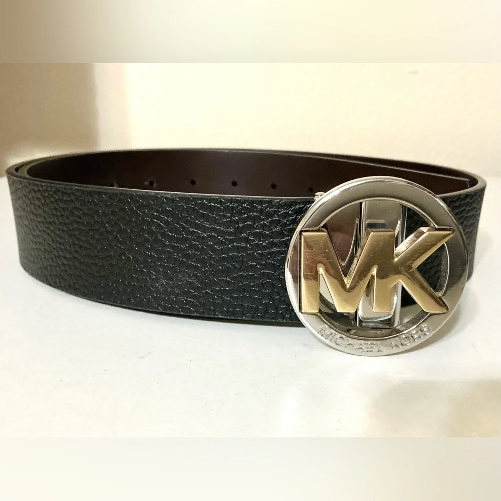 Michael Kors Reversible Logo Belt Leather Black, Brown M/L